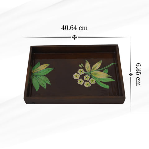 Floral Handcrafted Tray With Coasters
