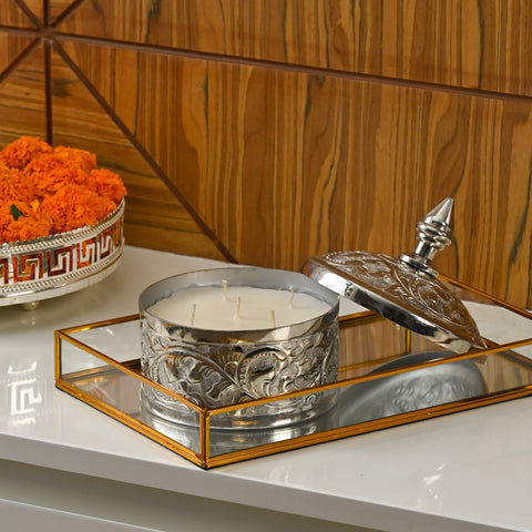 Silver Floral Candle