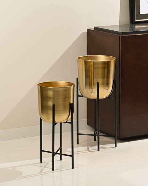 Gilded Grandeur Planters (Set of 2 - Large) (Only For Delhi NCR)